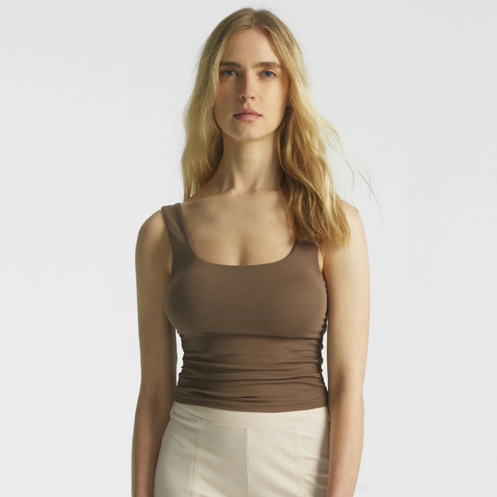 Ruched square neck tank top